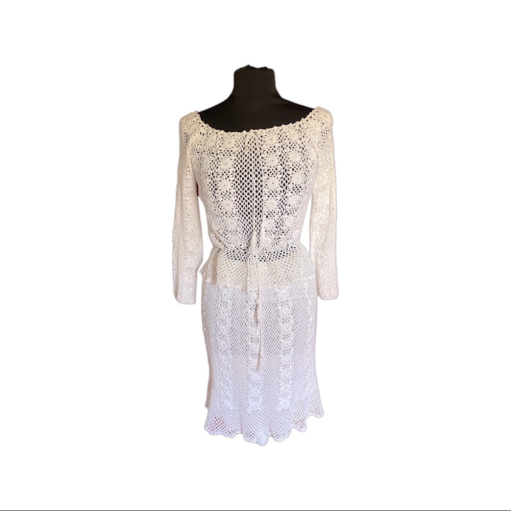 Vintage 80s crocheted skirt and top set